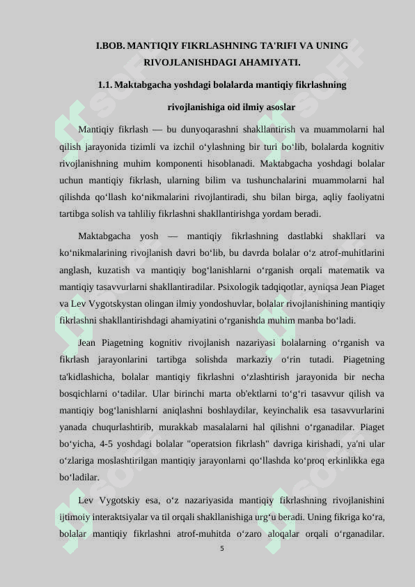 MAKTABGACHA 4-5 YOSHDAGI BOLALARNI MATEMATIK RIVOJLANTIRISH JARAYONIDA MANTIQIY FIKRLASHGA O'RGATISH 5