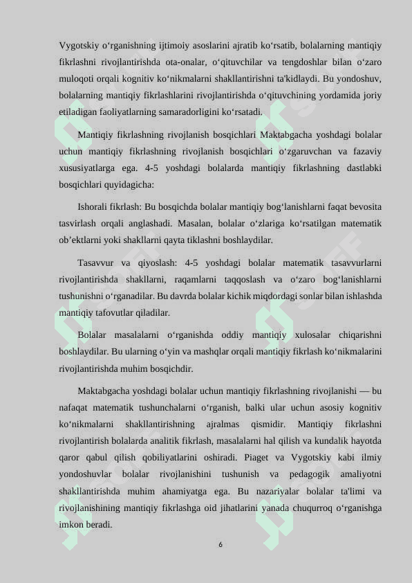 MAKTABGACHA 4-5 YOSHDAGI BOLALARNI MATEMATIK RIVOJLANTIRISH JARAYONIDA MANTIQIY FIKRLASHGA O'RGATISH 6