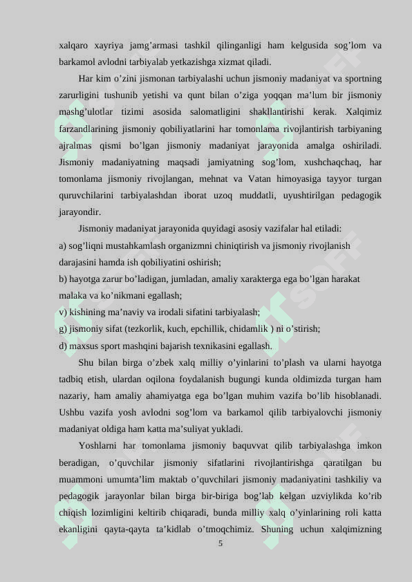 O`QUVCHILARNI SPORT O`YINLARIGA O`RGATISHDA HARAKATLI O`YINLARDAN FOYDALANISH SAMARADORLIGI 5