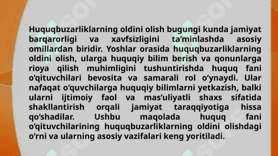 Huquq fani o‘qituvchilarining huquqbuzarliklarni oldini olishdagi roli 3