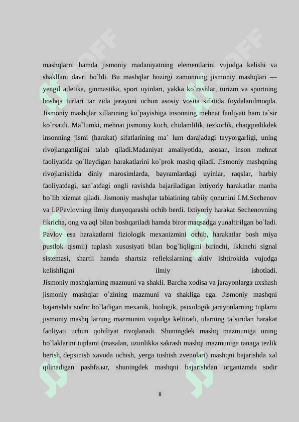 HARAKATLARGA O'RGATISH BOSQICHLARI 7