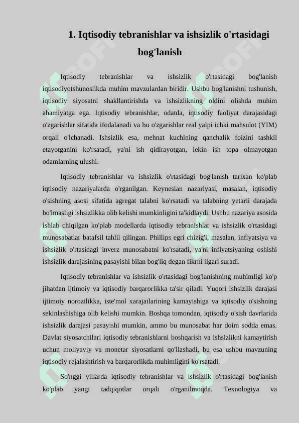 Iqtisodiy tebranishlar ishsizlik 3