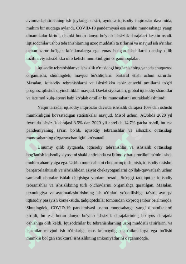Iqtisodiy tebranishlar ishsizlik 4