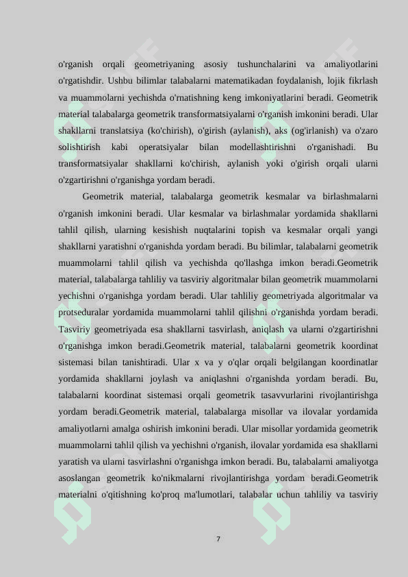 2-SINFDA GEOMETRIK MATERIAL USTIDA ISHLASH. 6