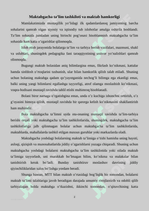 Maktabgacha ta'lim tashkilotining maktab bilan aloqasi 2