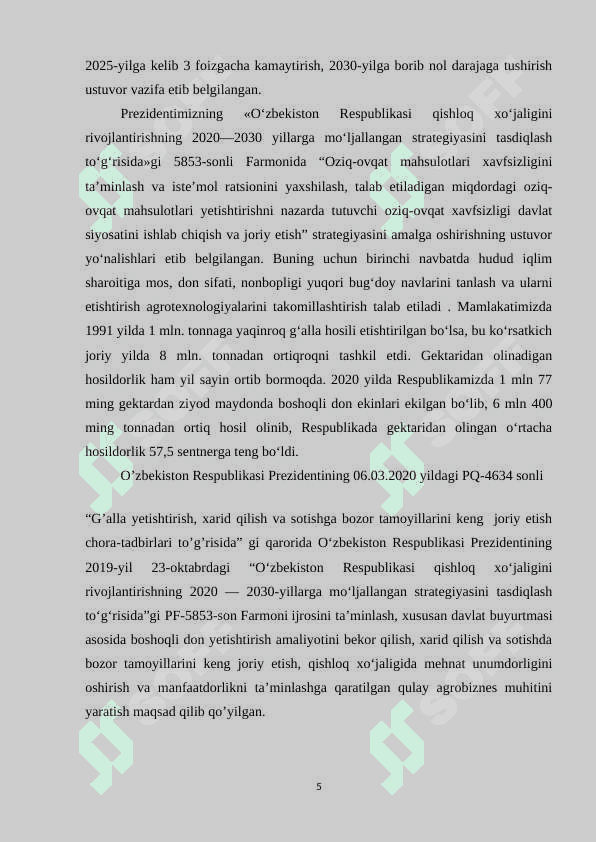 “ISTIQBOLLI BUG’DOY NAVLARINING BOTANIK XUSUSIYATLARI VA HOSILDORLIGI” 5