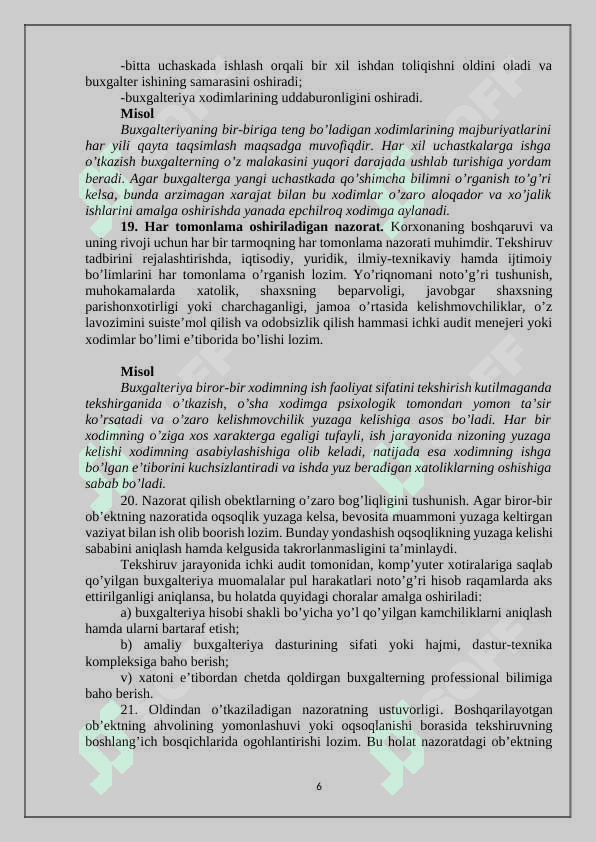 Ichki nazorat tizimini baxolash 6