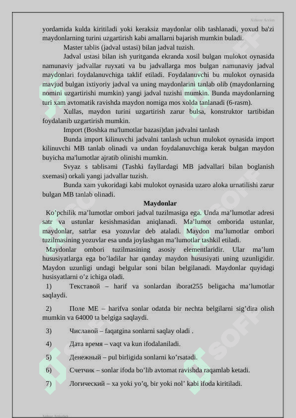 Kollej ma'lumotlar bazasini yaratish 8