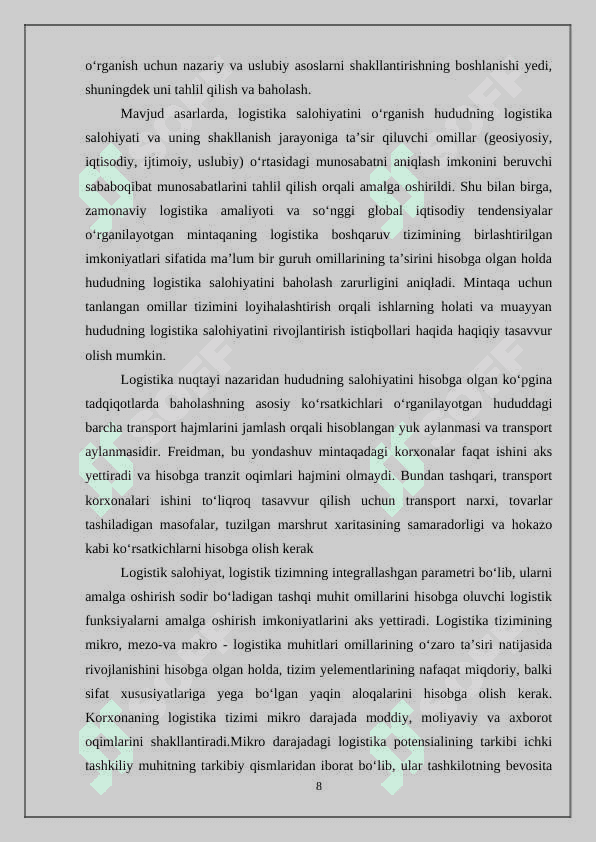 Logistikada asosiy tushunchalar 8
