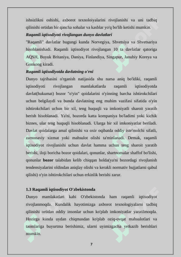 Milliy iqtisodiyotda raqamli iqtisodiyotni qo’llash 7
