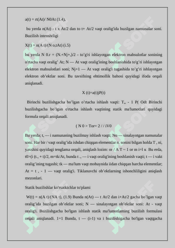 Elektron qurilmalarning uzluksiz ishlashi tavsiflarini hisoblash uchun ishonvhlilik ko’rsatkichlari 4