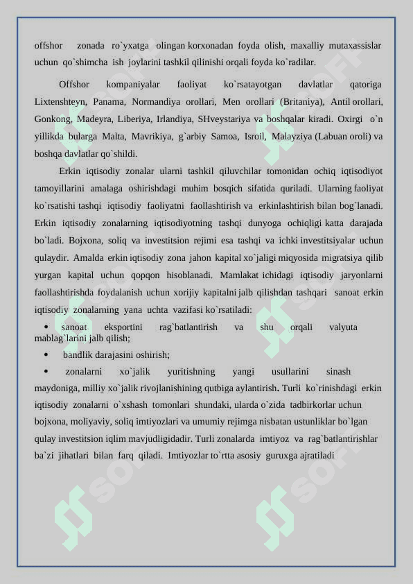 Erkin iqtisodiy hududlarning iqtisodiyotni rivojlantirishdagi ahamiyati. 8