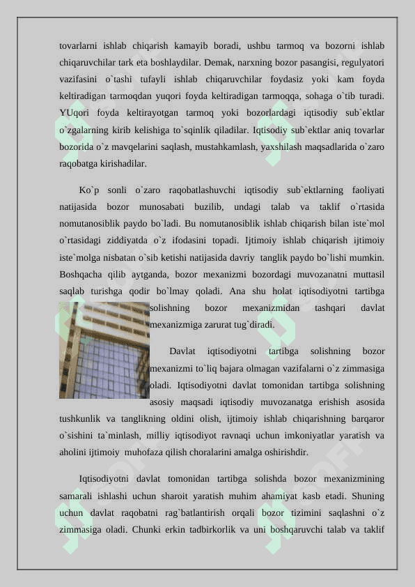 Milliy iqtisodiyotni tartibga solishda davlat dasturiy rivojlantirish usulidan foydalanishi 4
