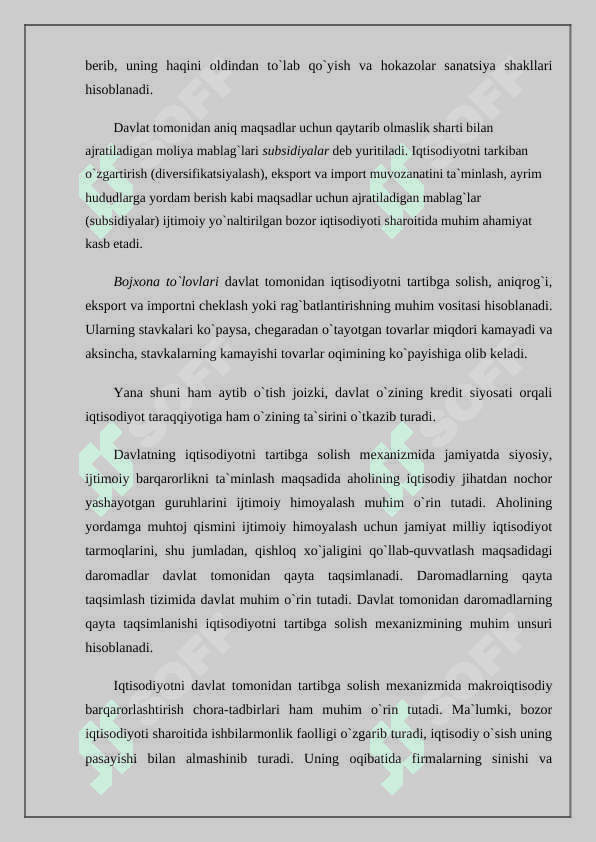 Milliy iqtisodiyotni tartibga solishda davlat dasturiy rivojlantirish usulidan foydalanishi 7