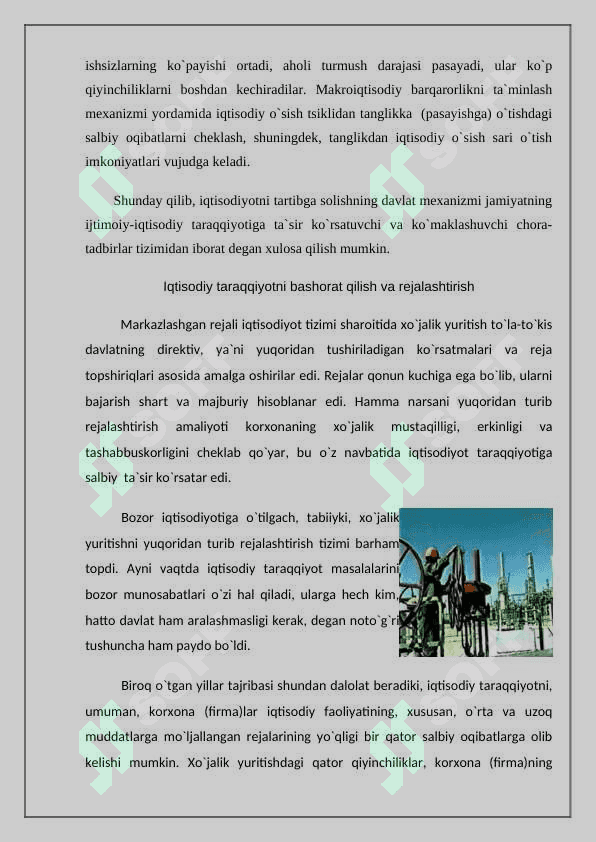 Milliy iqtisodiyotni tartibga solishda davlat dasturiy rivojlantirish usulidan foydalanishi 8