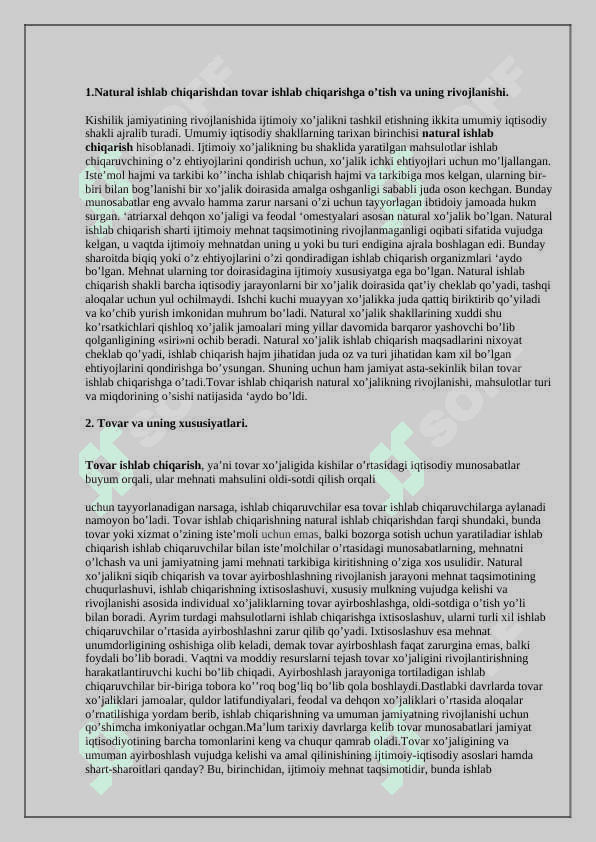 Iqtisodiy tizimlar va mulkchilik munosabatlari. 2