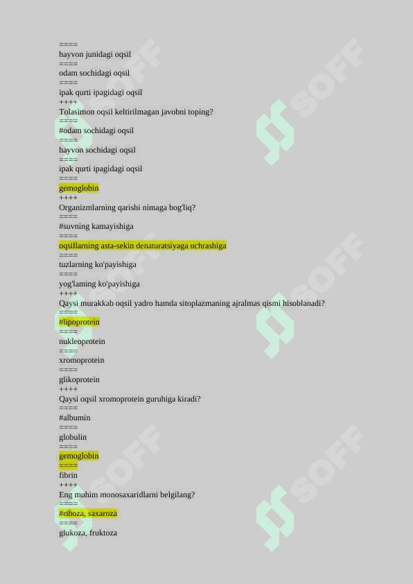 BIOLOGIYA TEST 4