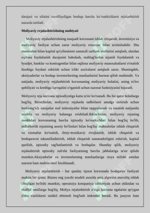 Moliyaviy rejalashtirish va moliyaviy reja, uning asosiy vazifalari  01 6