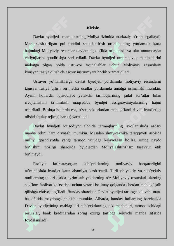 O’zbekiston Respublikasi davlat byudjeti 2