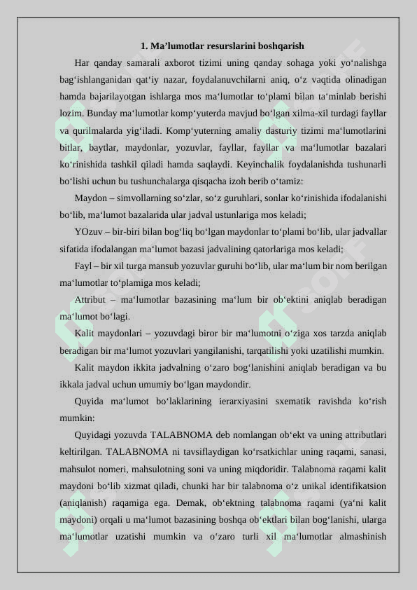 Ma'lumotlar bazasini boshqarish tizimlarida soha bo'yicha ma'lumotlar bazasini yaratish 2