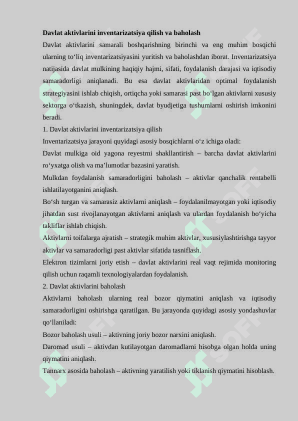 Davlat mulkini samarali boshqarish va xususiylashtirishni jadallashtirish orqali byudjet daromadlarini oshirish yo'nalishlari 3