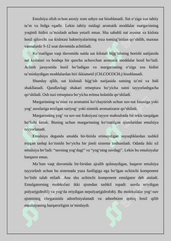 Margarin tayyorlashda ishlatiladigan xom-ashyolarni saqlashning texnologik asoslari 5