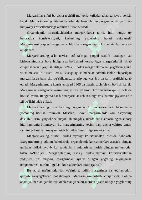 Margarin tayyorlashda ishlatiladigan xom-ashyolarni saqlashning texnologik asoslari 7