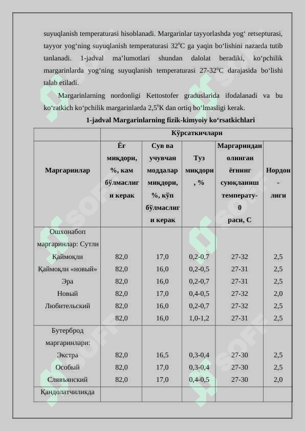 Margarin tayyorlashda ishlatiladigan xom-ashyolarni saqlashning texnologik asoslari 8