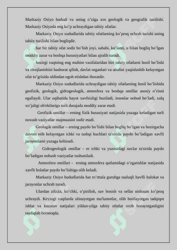 Markaziy Osiyoda bо‘lishi mumkin bо‘lgan tabiiy xavflar 3