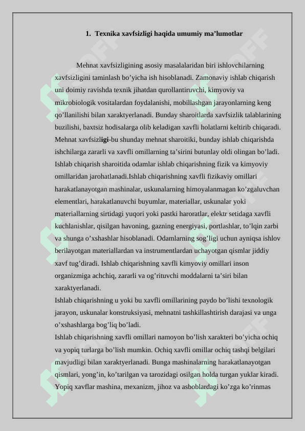 Mashina va mexanizmlar uchun texnika xavfsizligi talablari keltirilgan me'yoriy          hujjatlar tizmi 2