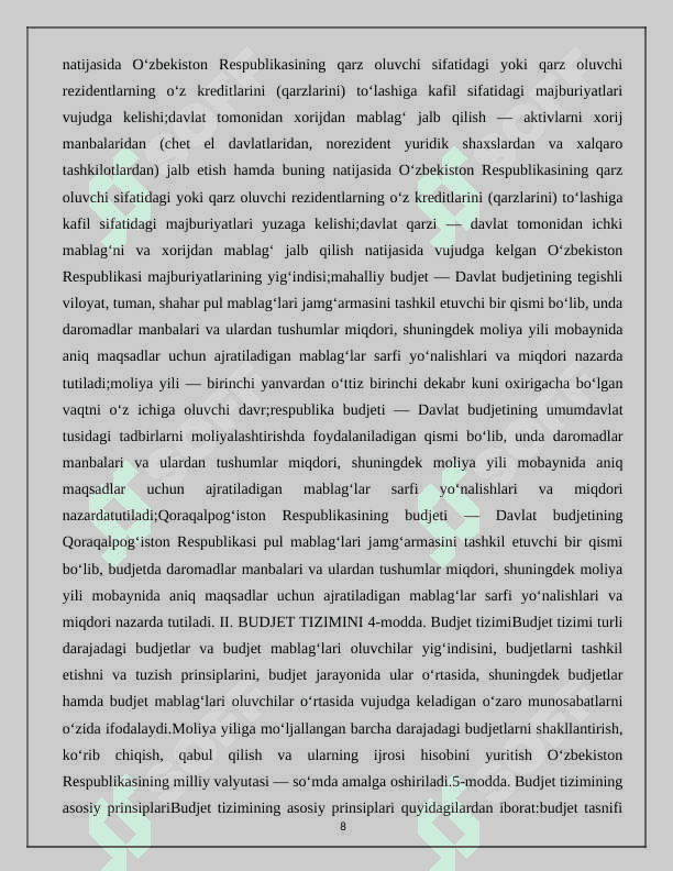 Ózbekiston Respublikasi Davlat byudjeti xarajatlari tahlili 8