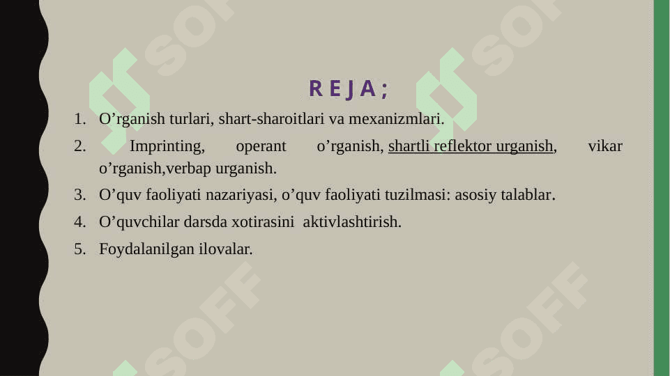 O'rganish va o'quv faoliyati nazariyasi 2