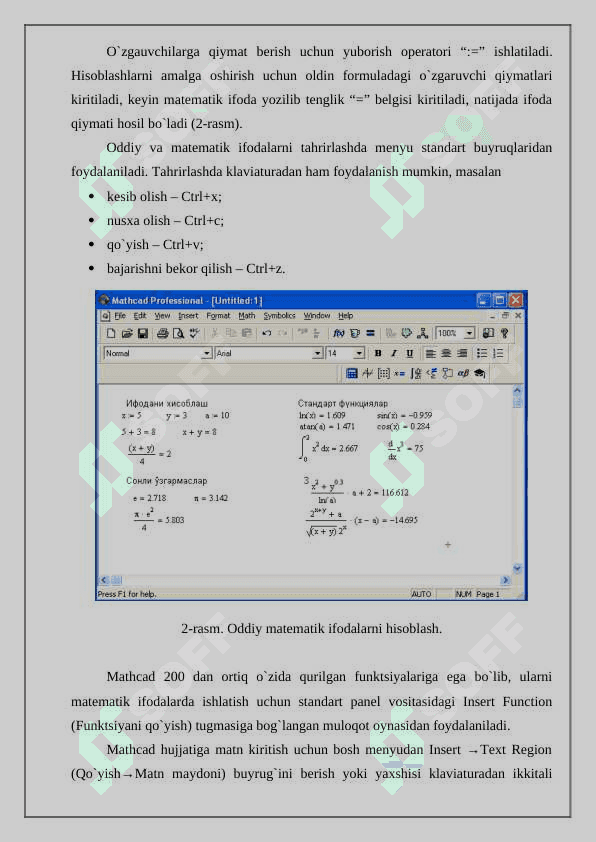 MathCad dasturida muhandislik masalalarini yechish 4