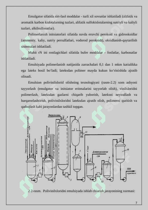 Polivinilxloriddan diametri 200 mm bo‘lgan trubalar ishlab chiqaradigan texnologik liniyasini takomillashtirish 7