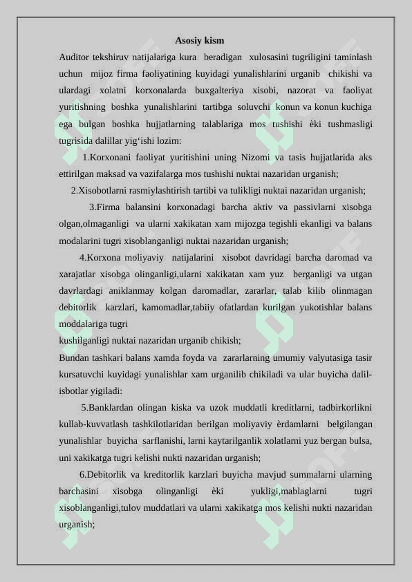 Auditorlik dalillar va auditorlik tekshirish o‘tkazish 3