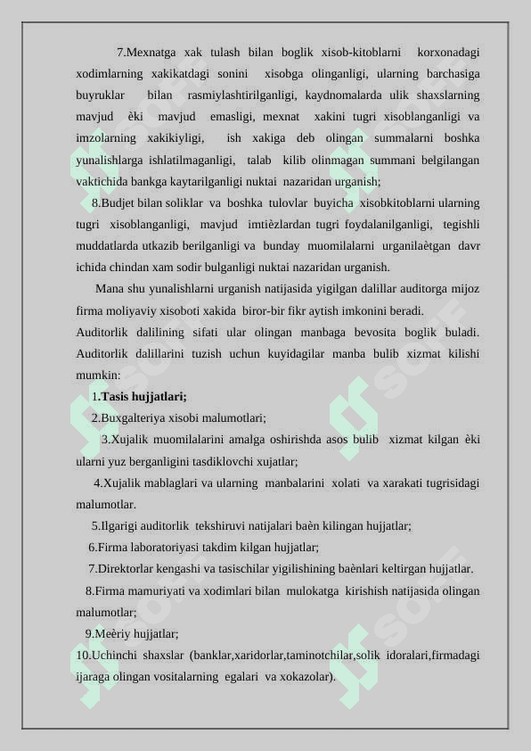 Auditorlik dalillar va auditorlik tekshirish o‘tkazish 4