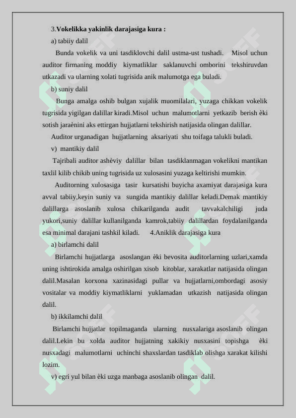 Auditorlik dalillar va auditorlik tekshirish o‘tkazish 7