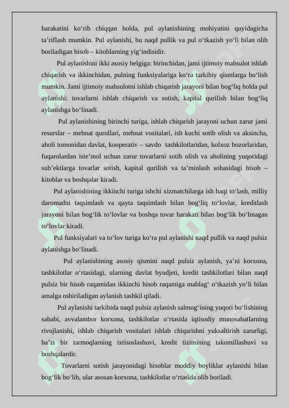 Pul pul moumalasi va uni tashkil etish asoslari 6