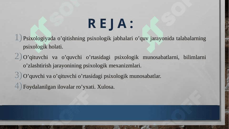 Psixologiya o'qitishning psixologik jabhalari 2