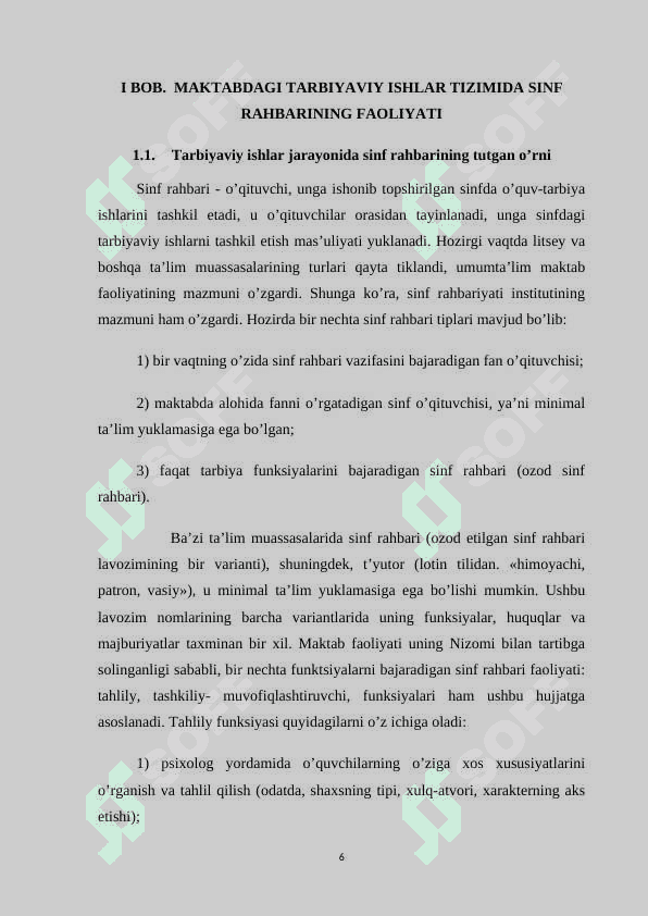 MAKTABDAGI TARBIYAVIY ISHLAR TIZIMIDA SINF RAHBARI FAOLIYATINI TASHKIL ETISH METODIKASI 6
