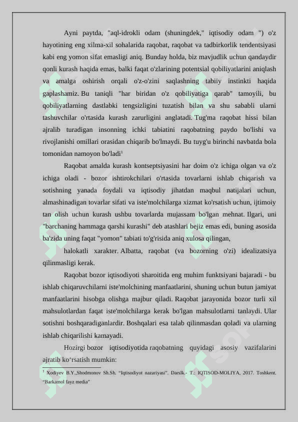 Raqobatning asosiy shakllari va usullari. 5