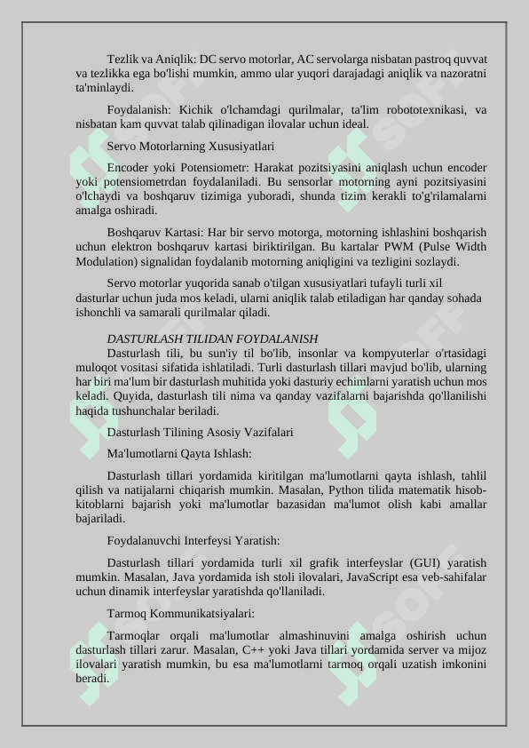 Servo motorlarni potensiometr orqali harakatlanish holatini boshqarish 4