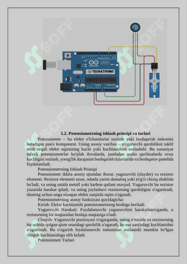 Servo motorlarni potensiometr orqali harakatlanish holatini boshqarish 7