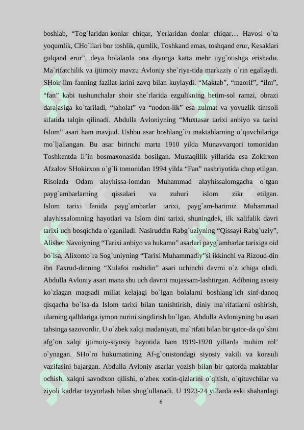 ABDULLA AVLONIYNING ,,TURKIY GULISTON YOXUD AXLOQ” ASARIDA MA’NAVIY AXLOQIY TARBIYA 6