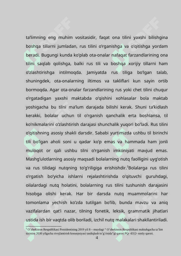 TAYYORLOV GURUH BOLALARINI RUS TILI O'RGATISH METODIKASI. 4
