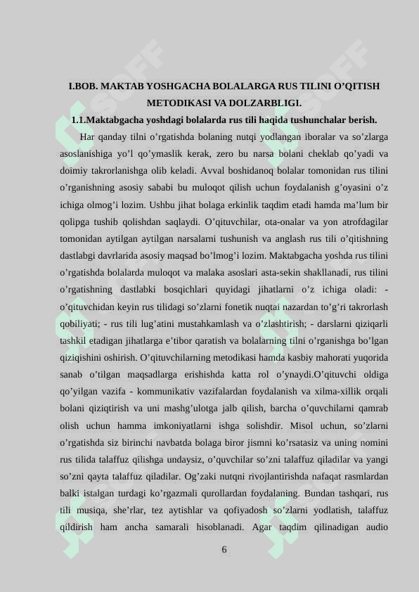 TAYYORLOV GURUH BOLALARINI RUS TILI O'RGATISH METODIKASI. 6
