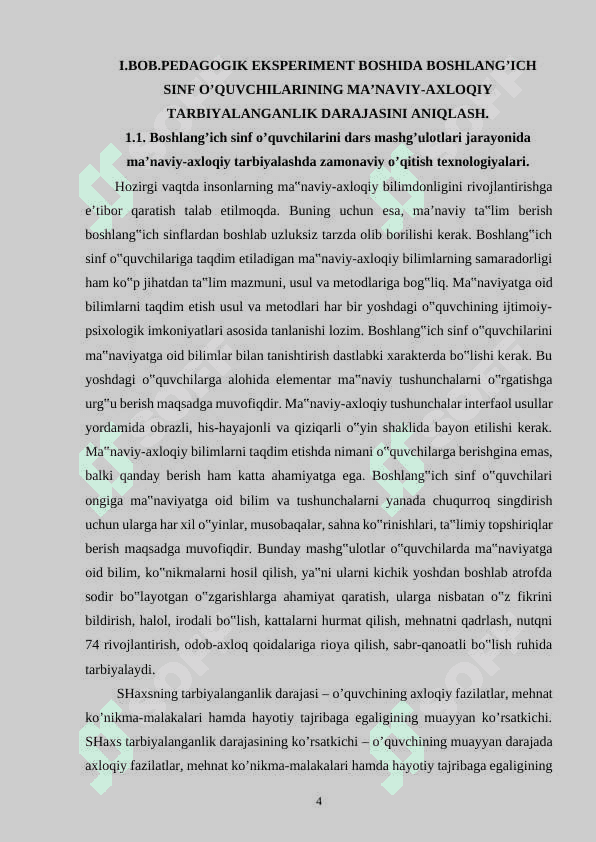 TARBIYAVIY TADBIRLAR VOSITASIDA BOSHLANG’ICH SINF O’QUVCHILARIGA MA’NAVIY-AXLOQIY TARBIYA BERISH-NING PEDAGOGIK AHAMIYATI 4