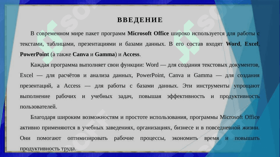 MS office: Word, Excel, Power point (Canva, Gamma), Access 3