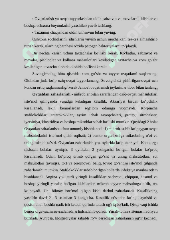 OVQATDAN ZAHARLANISHNI TEKSHIRISH TARTIBI 7
