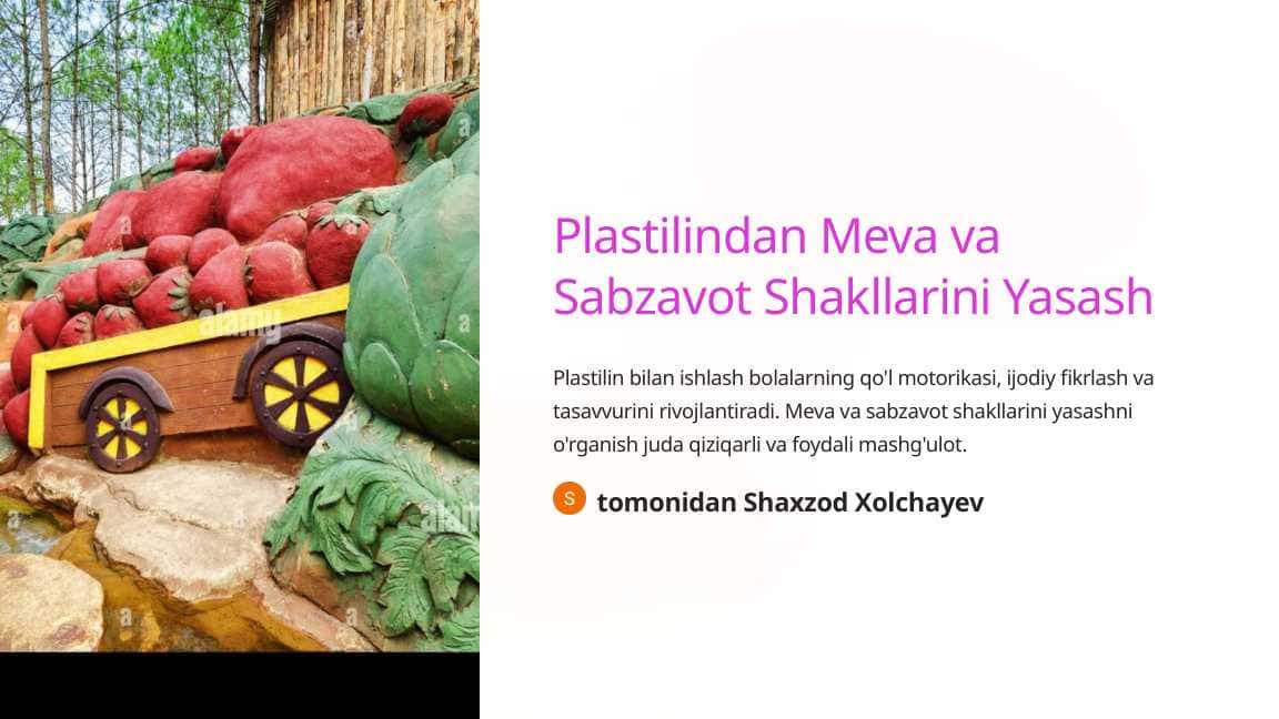 Plastilindan Meva va Sabzavot Shakllarini Yasash